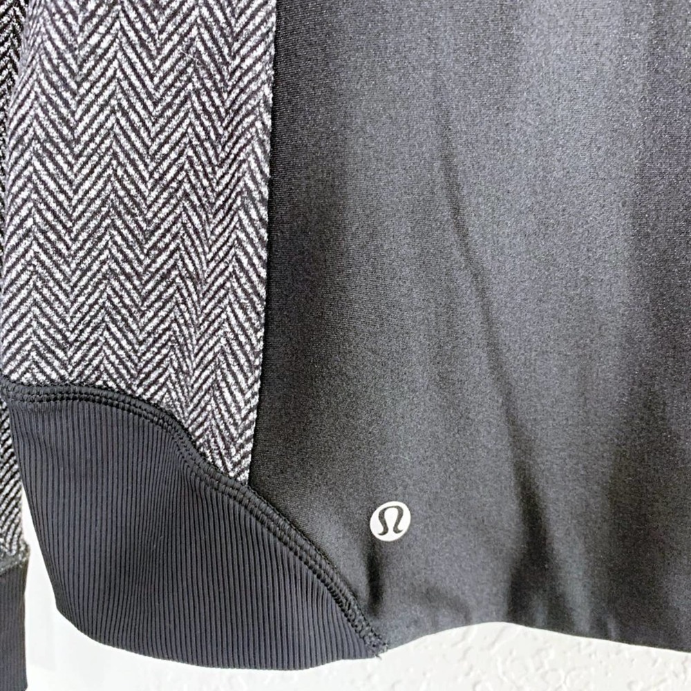 Lululemon Emerge Renewed Asymmetrical-Zip Moto Jacket in Black Herringbone - Picture 9 of 9